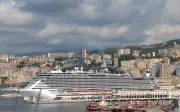 Cruise ship docked at the port of Genoa, Italy