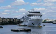 Viking cruise ship docked at the port of London