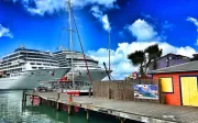 Carnival cruise ships docked at the port of St Johns, Antigua