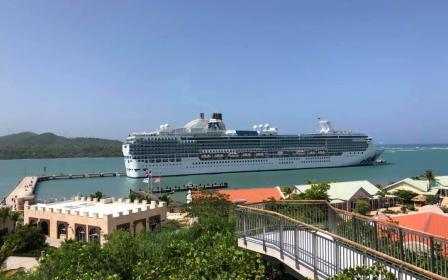 cruise ship docked at the port of Amber Cove, Dominican Republic