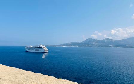 cruise ship docked at the port of Calvi, Corsica