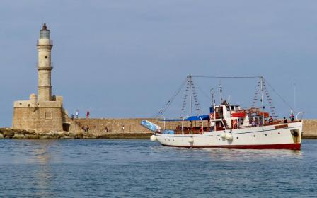 Cruise ship docked at the port of Chania, Crete