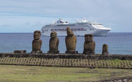 cruise ship docked at the port of Easter Island, Chile