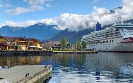 Cruise ship docked at the port of Flam, Norway