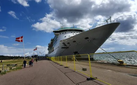 cruise ship docked at the port of Fredericia, Denmark