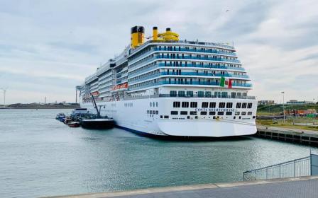 Costa cruise ship docked at the port of Ijmuiden, Holland