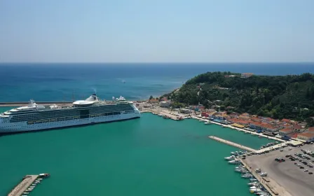 Cruise ship docked at the port of Katakolon (Olympia), Greece