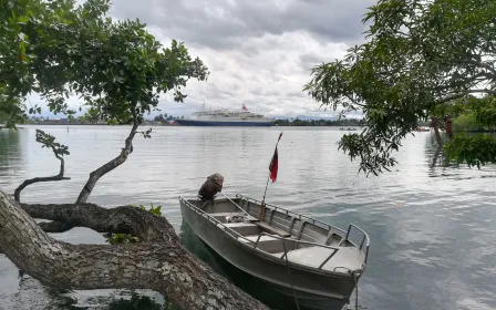 Cruise ship docked at the port of Madang, Papua New Guinea