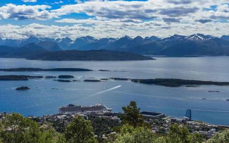 Cruise ship docked at the port of Molde, Norway