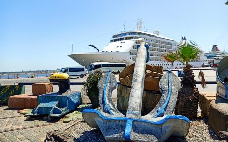 cruise ship docked at the port of Montevideo, Uruguay