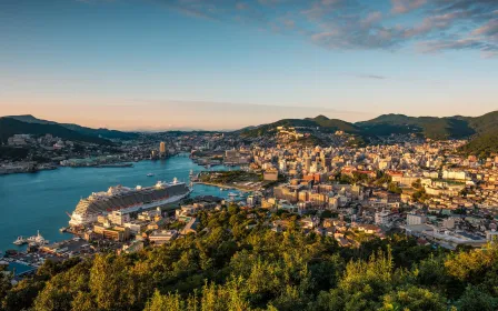 Cruise ship docked at the port of Nagasaki, Japan