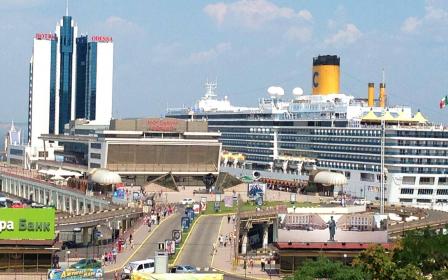 Cruise ship docked at the port of Odessa, Ukraine