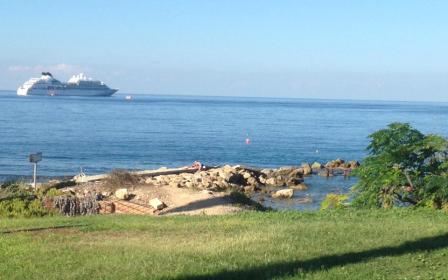 cruise ship anchored at the port of Paphos, Cyprus