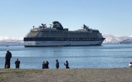 Cruise ship docked at the port of Petropavlovsk, Russia