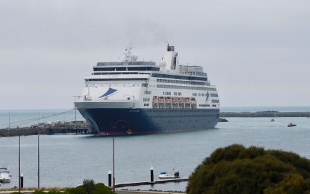 CMV cruise ship docked at the port of Portland, Australia