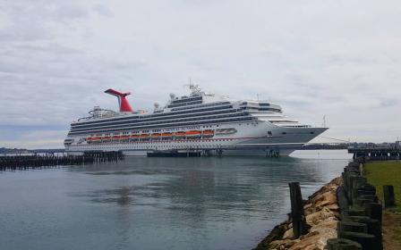 Carnival cruise ship docked at the port of Portland, Maine.