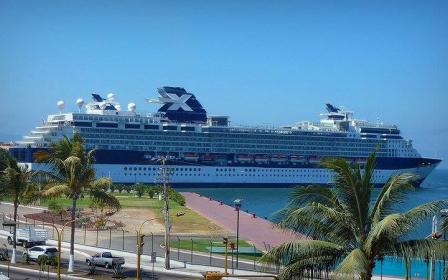 Cruise ship docked at the port of Puerto Vallarta, Mexico