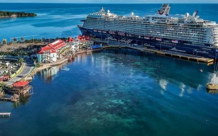 Cruise ship docked at the port of Roatan, Honduras