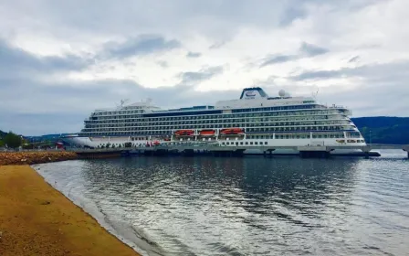 Cruise ship docked at the port of Saguenay, Quebec