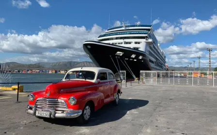 Azamara cruise ship docked at the port of Santiago de Cuba, Cuba