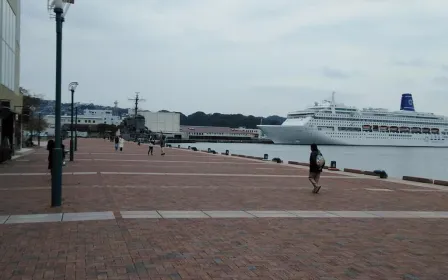 Cruise ship docked at the port of Sendai, Japan