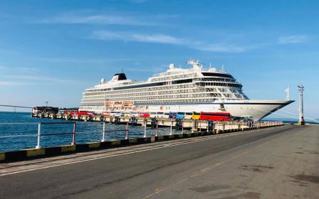 cruise ship docked at the port of Sihanoukville, Cambodia