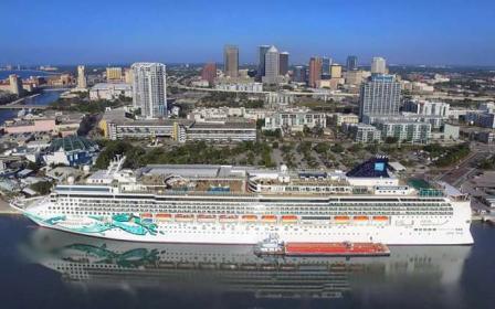 Norwegian Cruise Line cruise ship docked in the port of Tampa, Florida