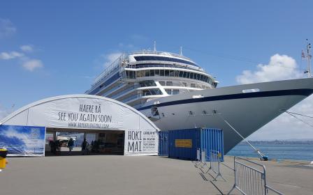 Cruise ship docked at the port of Tauranga, New Zealand