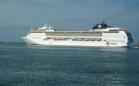 MSC Cruises Opera cruise ship sailing to homeport