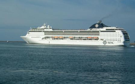 MSC Cruises Opera cruise ship sailing to homeport