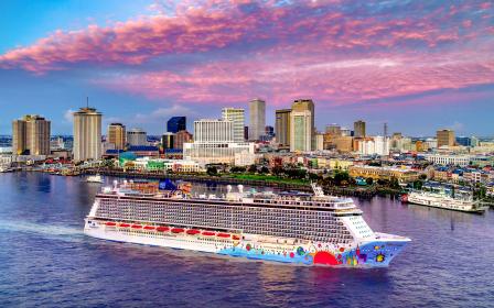 Norwegian Breakaway cruise ship sailing to homeport