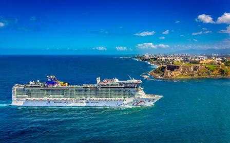 Norwegian Epic cruise ship sailing to homeport