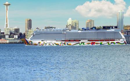 cruise ship arriving at the port of Seattle, Washington