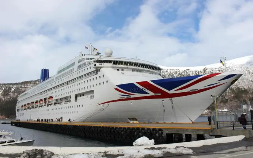 P&O Cruise ship docked at the port of Andalsnes, Norway