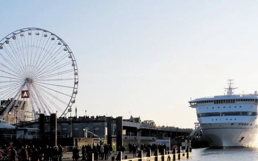 cruise ship docked at the port of Antwerp, Belgium