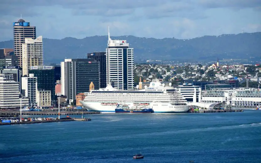 Cruise ship docked at the port of Auckland, New Zealand