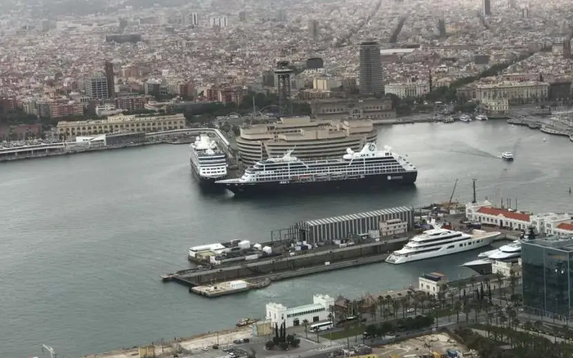 Cruise ships docked at the port of Barcelona, Spain