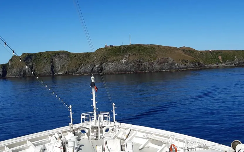 cruise ship anchored at the port of Cape Horn, Chile