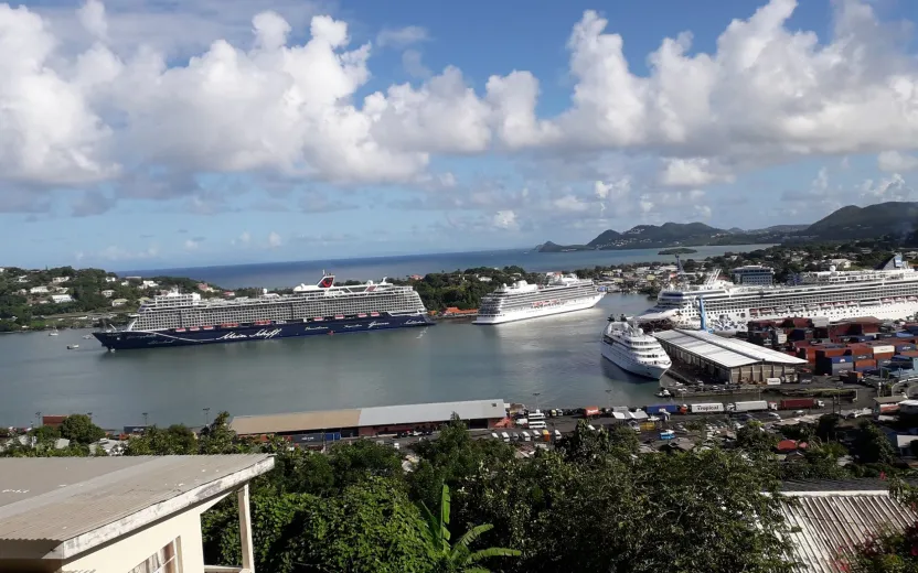 Cruise ship docked at the port of Castries, St Lucia