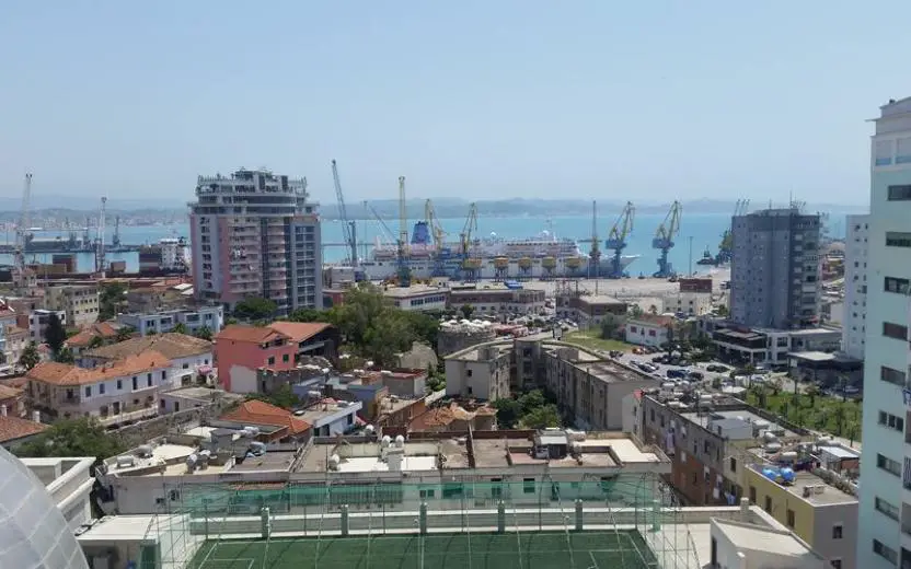 cruise ship docked at the port of Durres, Albania