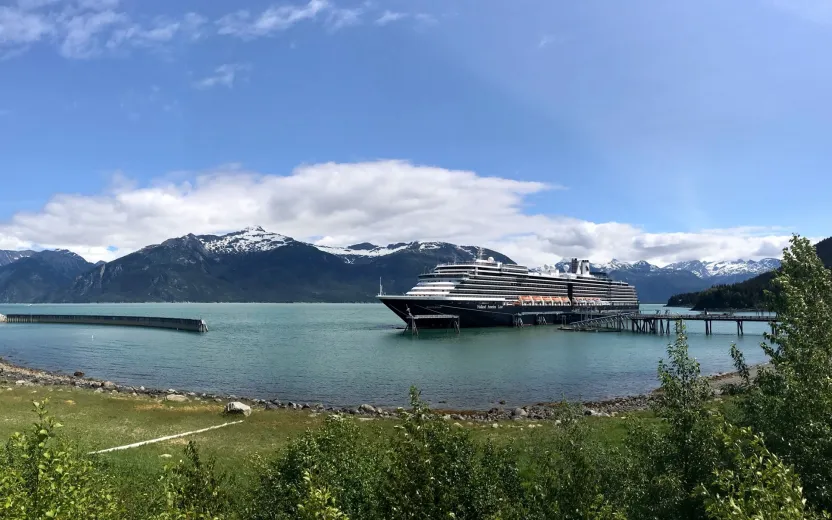 Cruise ship docked at the port of Haines, Alaska