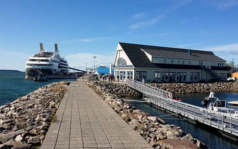 Cruise ship docked at the port of Havre St Pierre, Quebec