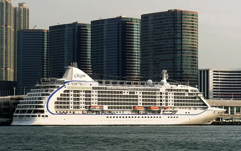 Silvresea cruise ship docked at the port of Hong Kong, China