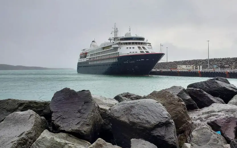 Cruise ship docked at the port of Husavik, Iceland