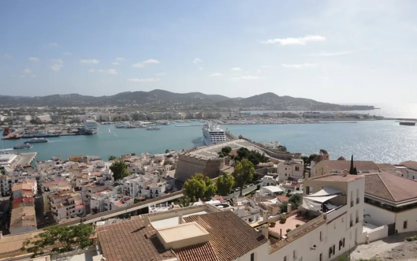 Cruise ship docked at the port of Ibiza, Spain