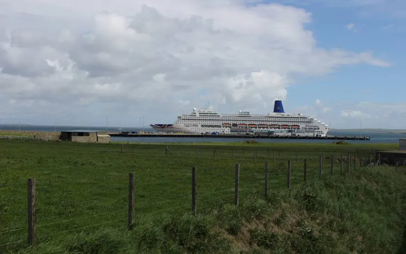 cruise ship docked at the port of Kirkwall, Scotland