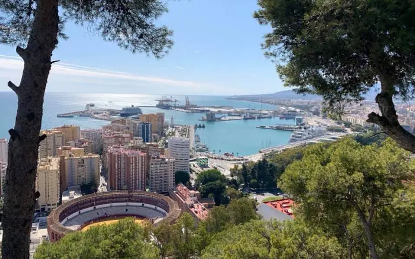 Cruise ship docked at the port of Malaga, Spain