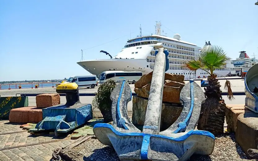 cruise ship docked at the port of Montevideo, Uruguay