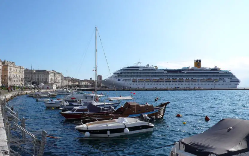 Cruise ship docked at the port of Trieste, Italy