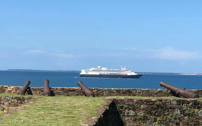 Cruise ship anchored at the port of Trujillo, Honduras